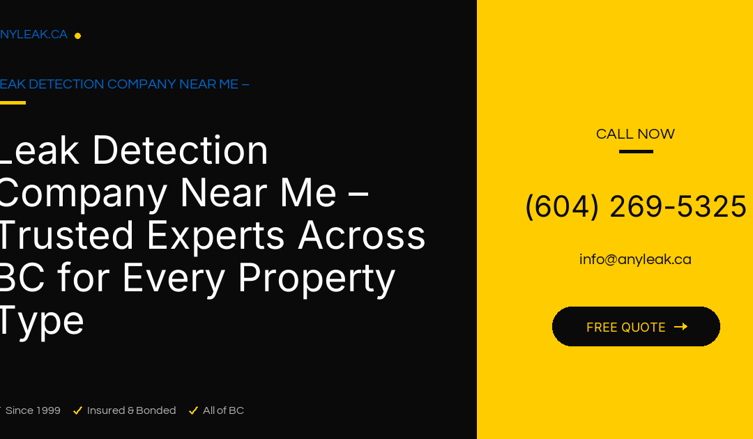 Leak Detection Company Near Me – Trusted Experts Across BC for Every Property Type